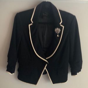 Black blazer with ivory trim